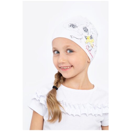 фото Шапка для девочки шалуны 505583 белый/желтый 50