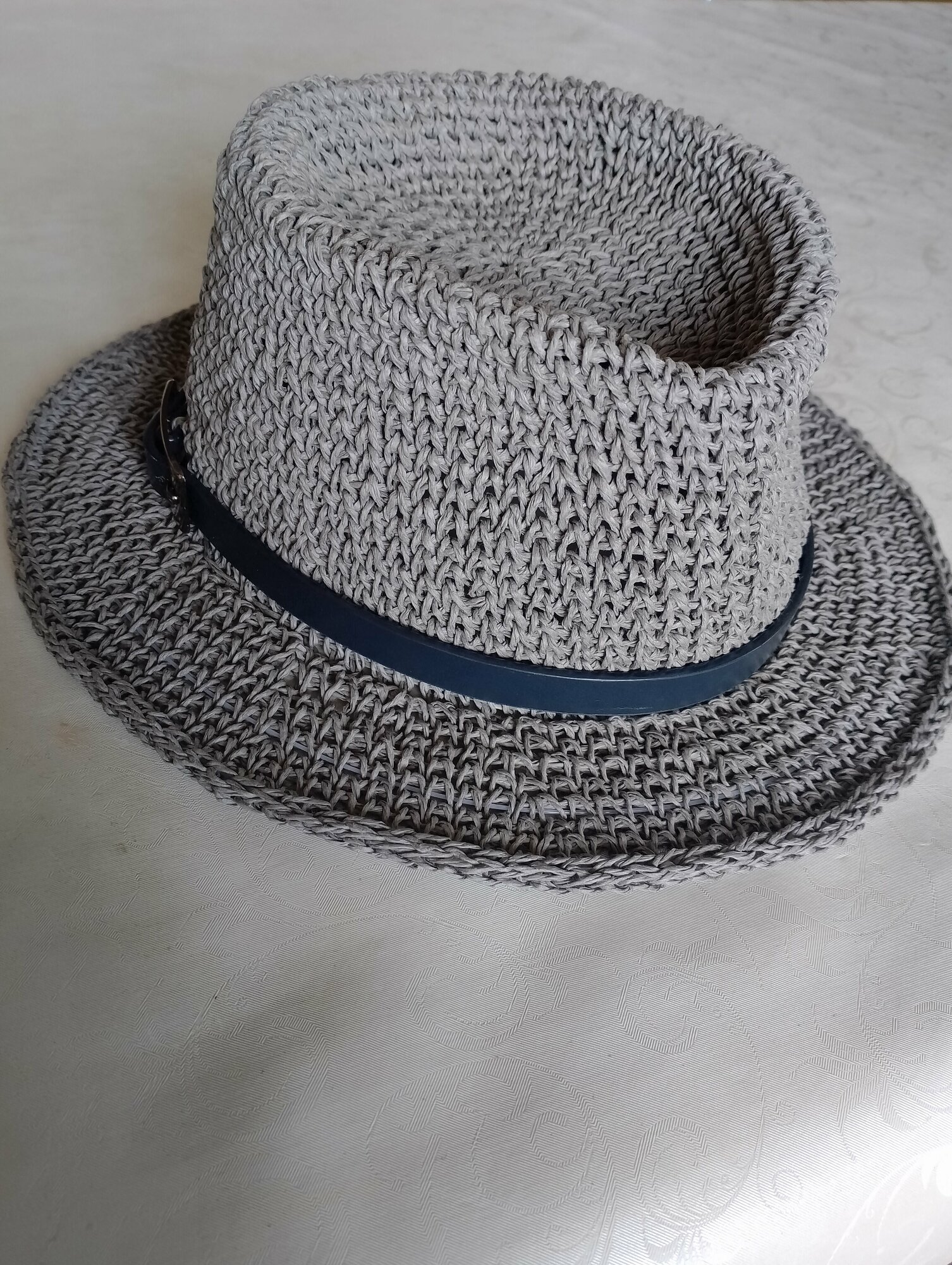 Шляпа федора летняя серый 