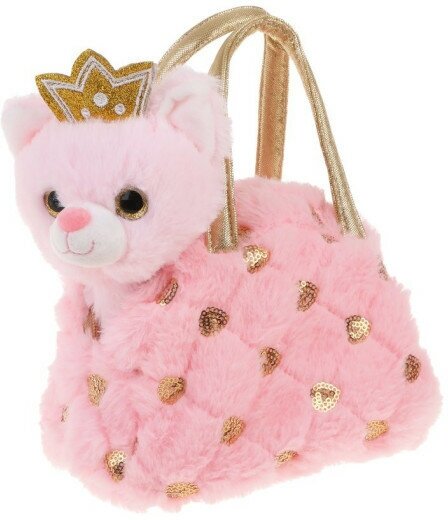 Мягкая игрушка Fluffy Family Котенок, 18 см, в сумочке, розовая 682133