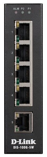 D-Link DIS-100G-5WA1A Промышленный неуправляемый коммутатор с 5 портами 101001000Base-T функцией энергосбережения и поддержкой QoS 22040₽