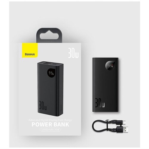 Внешний аккумулятор Baseus Adaman2 Digital Display Mini Compact 10000mAh 30W Кабель USB to Type-C 3A 05m Черный PPAD040001 247600₽