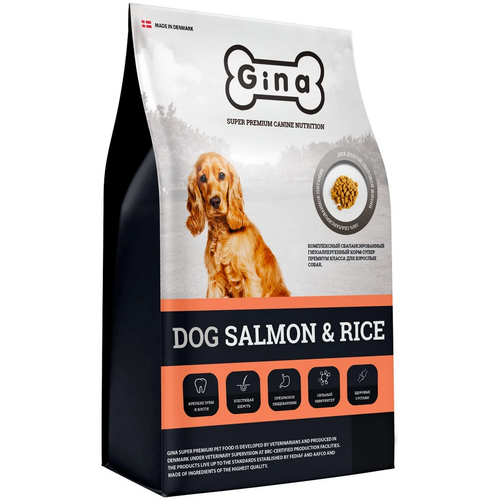 Gina Dog Salmon & Rice 1кг (Сербия) серьги gina dino