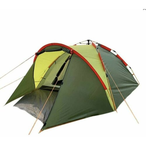 Палатка Туристическая Автоматическая с тамбуром Mir Camping 3-местная / Кемпинговая палатка Мир Кэмпинг ART-900, Зелёный