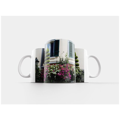 фото Кружка "цветущий балкон, цветы, балкон" 320 мл lotsprints