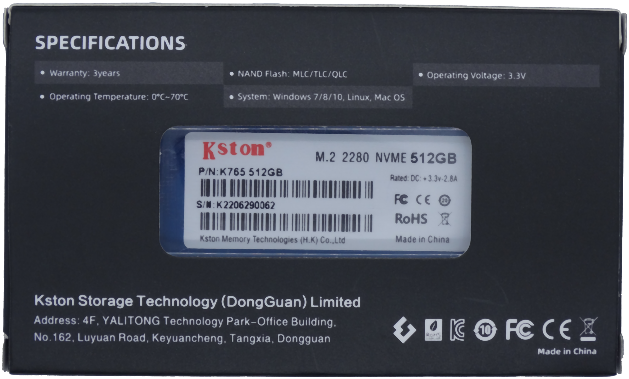 Твердотельный накопитель Kston NVMe 512 ГБ M.2 ST765-512GB