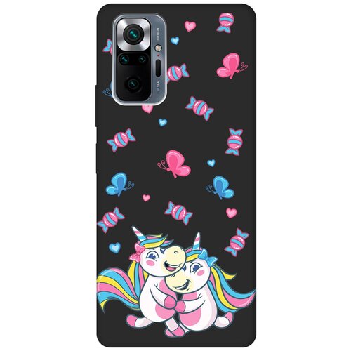 Матовый чехол Unicorns and Candies для Xiaomi Redmi Note 10 Pro / Сяоми Редми Ноут 10 Про с 3D эффектом черный матовый чехол unicorns and candies для xiaomi redmi note 9 сяоми редми ноут 9 с 3d эффектом розовый