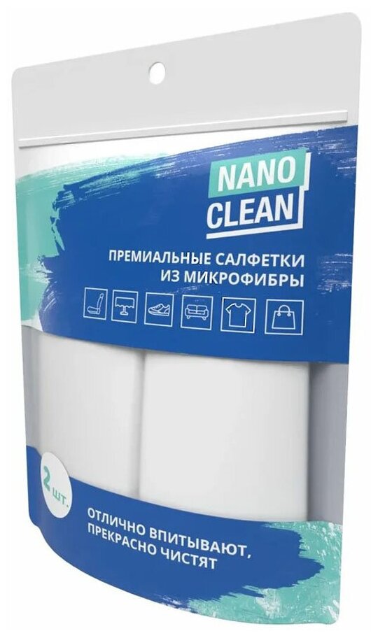 NanoClean Салфетки из микрофибры, премиум микрофибра для авто, белоснежные универсальные салфетки из микрофибры, 2 шт. - фотография № 1