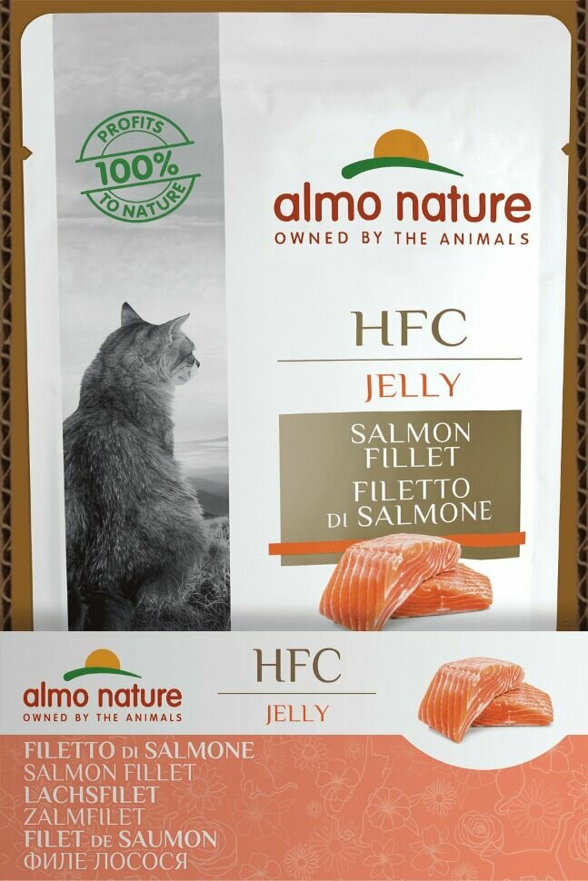 Almo Nature - Паучи для кошек с лососем в желе (HFC - Jelly - with Salmon), 24штx55гр 1.32кг - фотография № 7