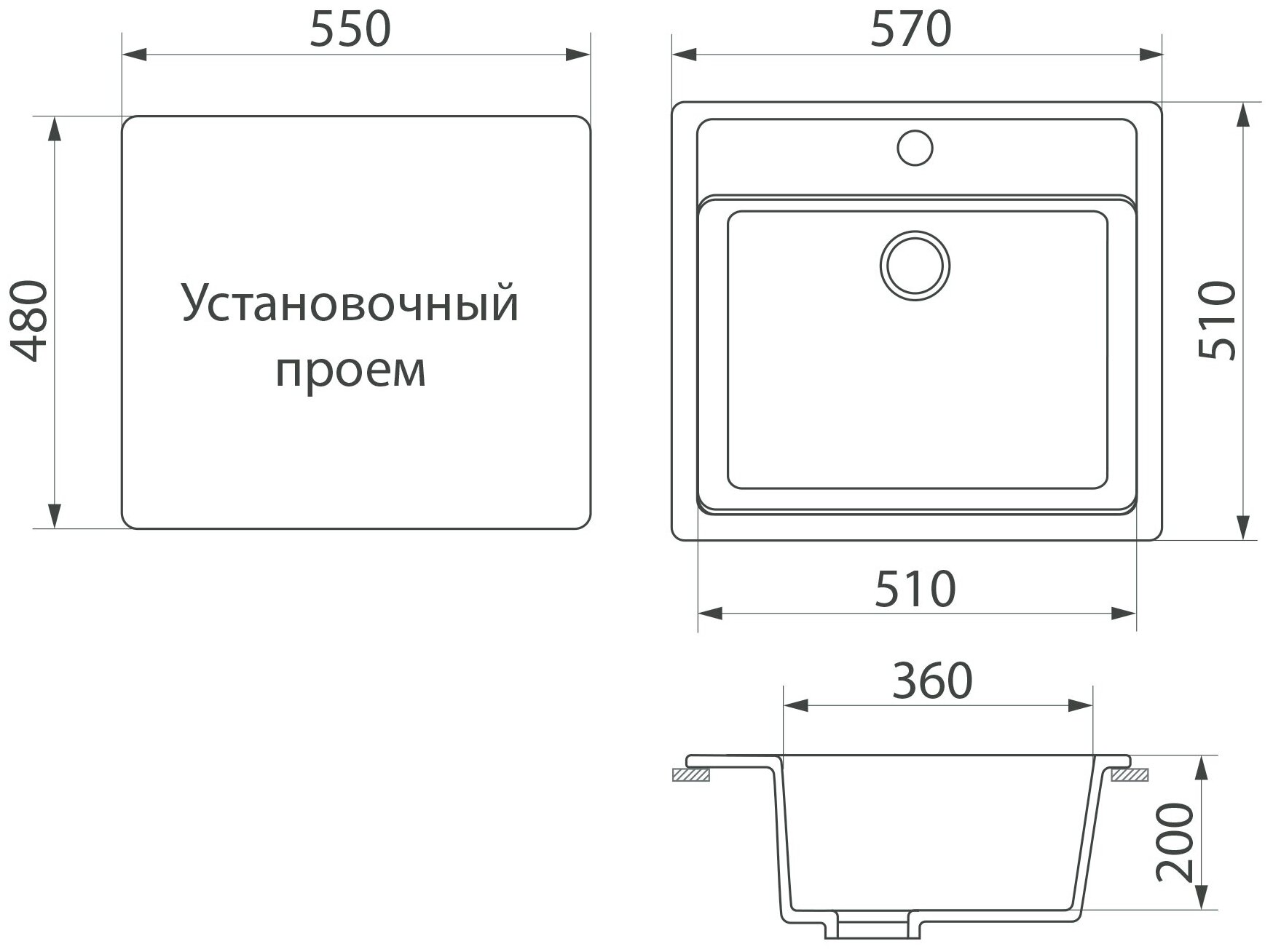 Кухонная мойка врезная GreenStone GRS-06-308 черный - фотография № 4