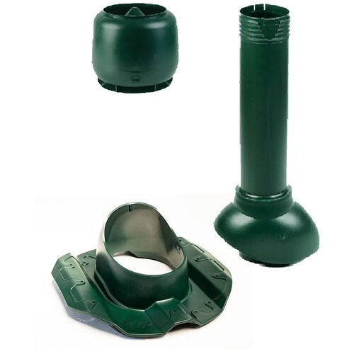 Комплект кровельной канализационной вентиляции поливент PROF-20 для металлопрофиля D110 H500, зеленый