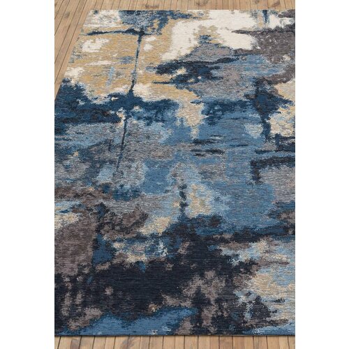 Ковер на пол 1,6 на 2,3 м в спальню, гостиную, безворсовый, синий Venezia Aydin Neos-03006