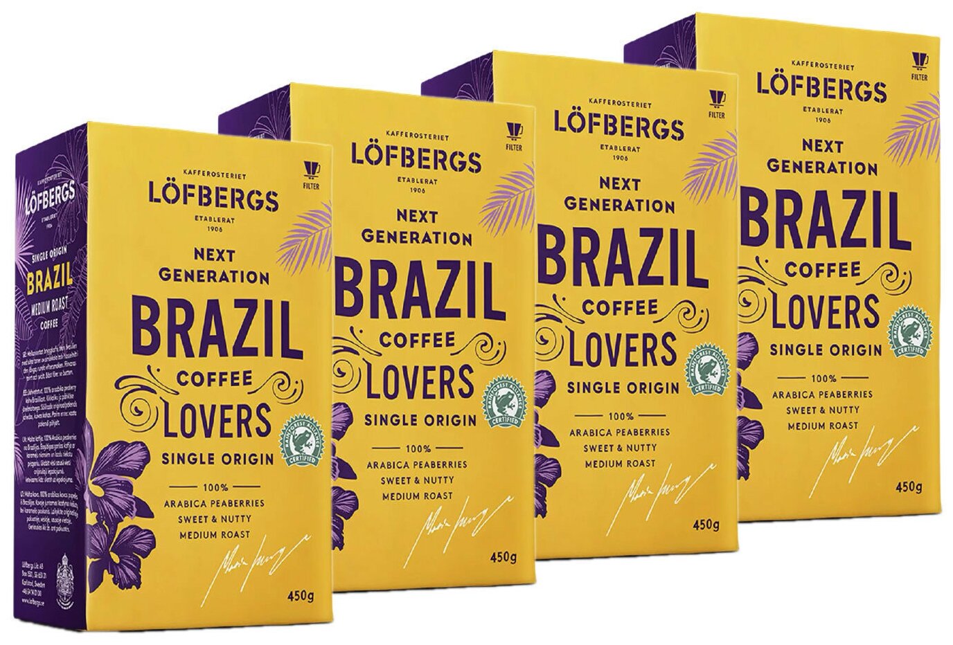 Кофе молотый Lofbergs Brazil Single Origin (моносорт Бразилия), 4x450г - фотография № 1