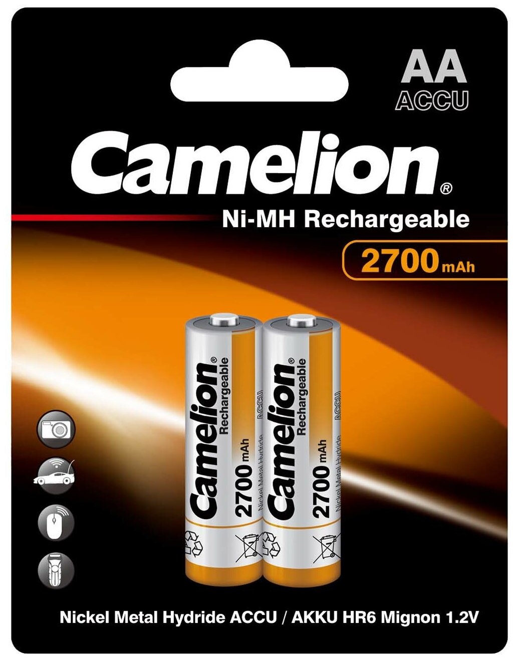 Аккумулятор бытовой Camelion R6 AA BL2 NI-MH 2700mAh
