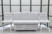 Кухонный диван Альт со стульями (2 шт.), 120х56 см, обивка моющаяся, антивандальная, антикоготь, цвет - светло-серый