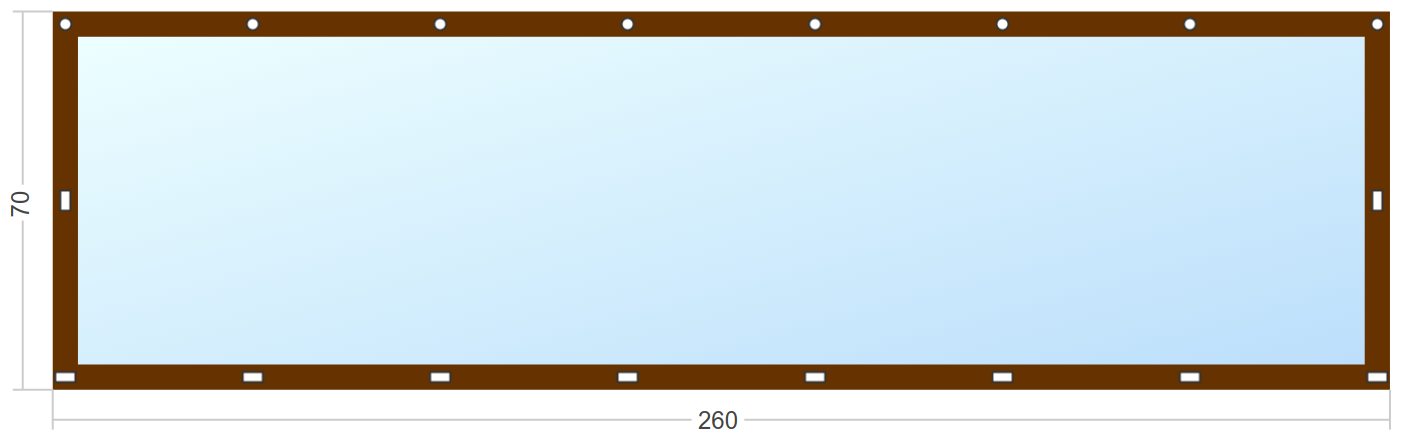 Мягкое окно Софтокна 260х70 см съемное, Скоба-ремешок, Прозрачная пленка 0,7мм, Коричневая окантовка, Комплект для установки - фотография № 3