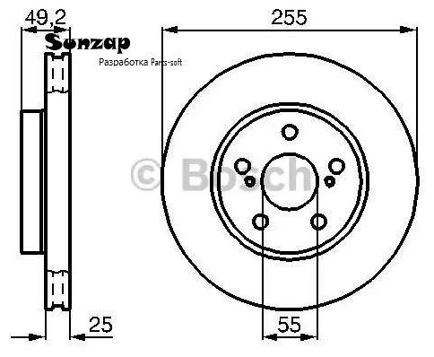 BOSCH 0986478584 Диск тормозной передн.