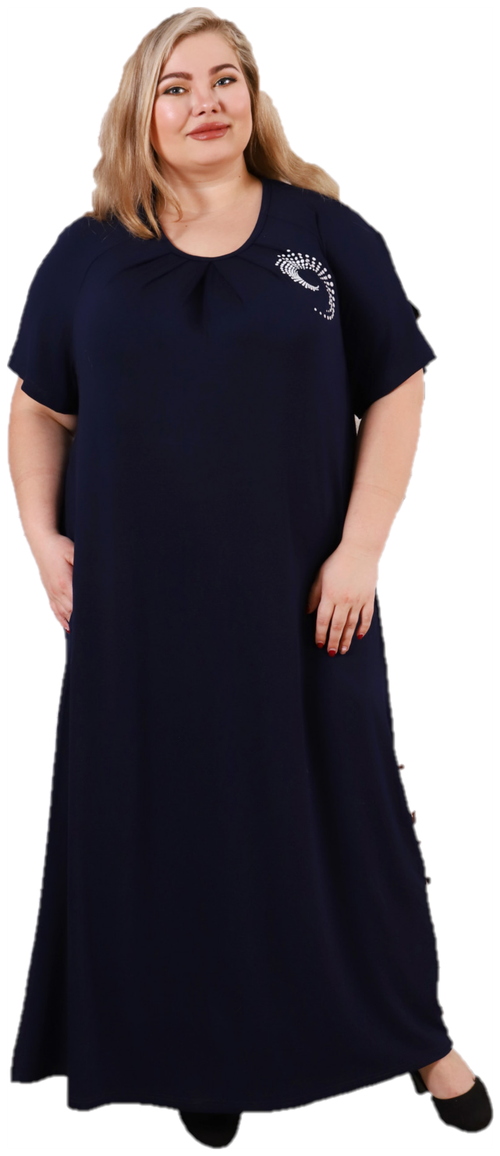 Платье ZOYA, вискоза, повседневное, свободный силуэт, макси, карманы, размер 64, синий