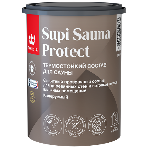 Защитный состав для саун Tikkurila Supi Sauna Protect, полуматовый, база EP, 9 л