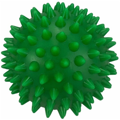 Массажный мячик с шипами, зеленый, диаметр 75 мм., для занятия физкультурой и массажа.