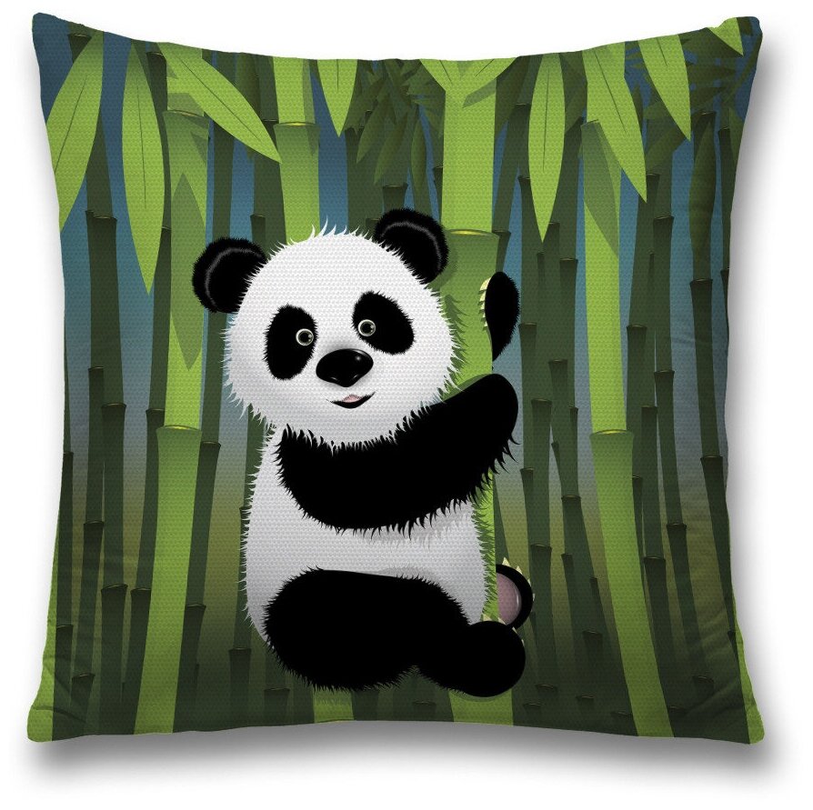 Наволочка декоративная JoyArty "Счастливая панда" на молнии, 45x45 см