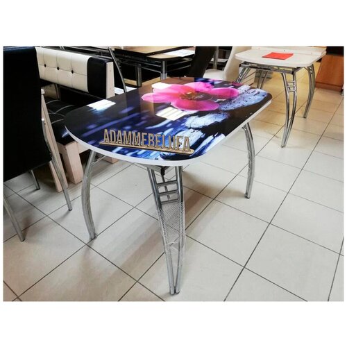 Стол кухонный раздвижной 1100x700x760 Орхидея на камне Фотопечать на ногах 