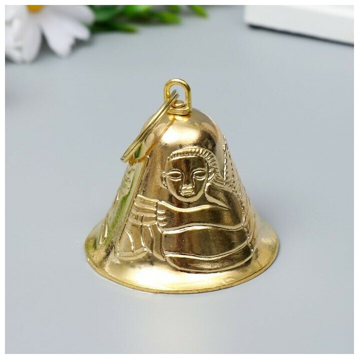 Колокольчик металл "Пегас и будда" золото 5,5х6х6 см