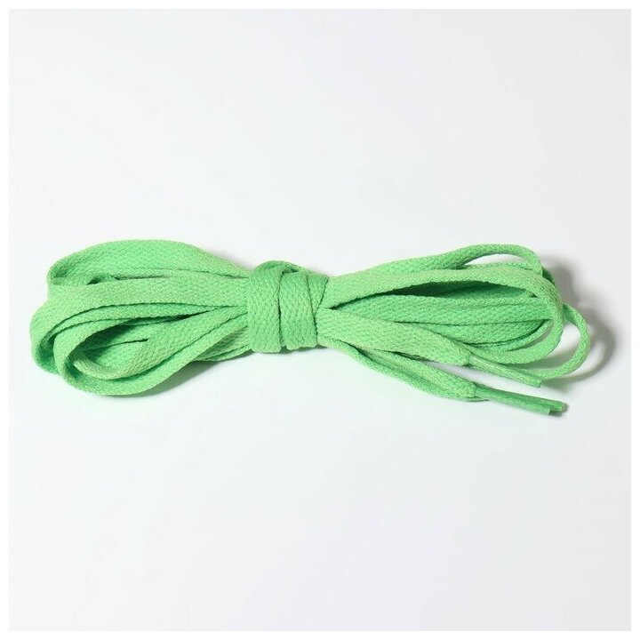 Шнурки для обуви, пара, плоские, 8 мм, 120 см, цвет зелёный - фотография № 3