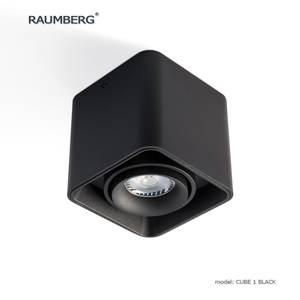 Накладной поворотный потолочный светильник RAUMBERG CUBE 1 bk