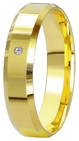Кольцо обручальное Юверос, желтое золото, 585 проба, бриллиант