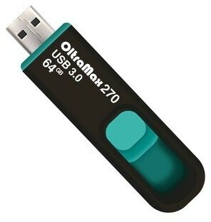 OltraMax Флешка OltraMax 270, 64 Гб, USB3.0, чт до 70 Мб/с, зап до 20 Мб/с, бирюзовая