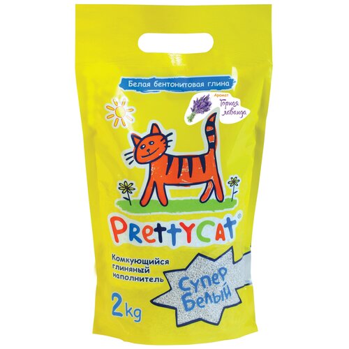 Наполнитель Pretty Cat Супер Белый для кошачьих туалетов, комкующийся глиняный 2 кг