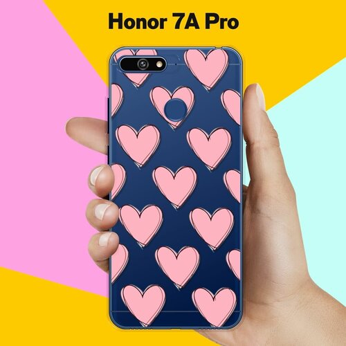 Силиконовый чехол Узор из сердец на Honor 7A Pro силиконовый чехол узор из сердец на honor 10 lite