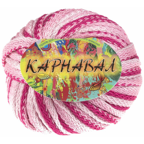 Пряжа Nazar Карнавал бело-розовый (414), 100%акрил, 21м, 50г, 3шт