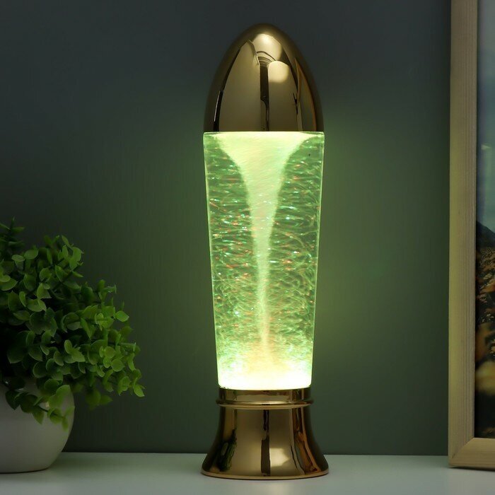 Лава-лампа"Вихрь" LED от батареек 3хАА USB золото 7х7х28см Risalux 9559535 . - фотография № 3