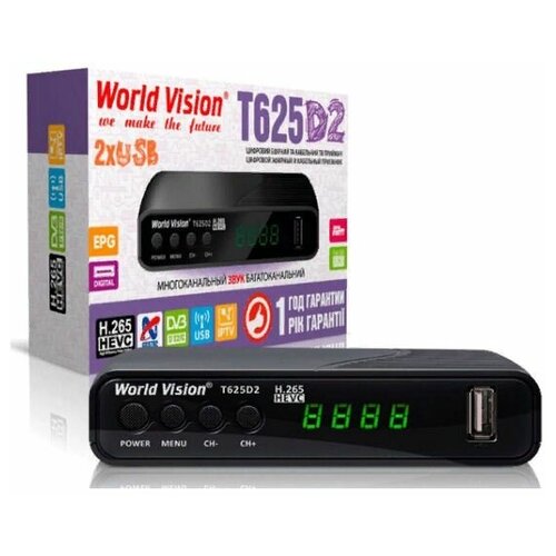 Цифровые ресиверы DVB-T2 Noname Цифровой ресивер World Vision T625D2 (Эфирный, DVB-T2/C, HD, Dolby Digital)