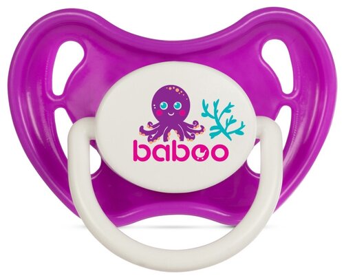 Пустышка силиконовая  анатомическая круглая Baboo Sealife, 0+, фиолетовый