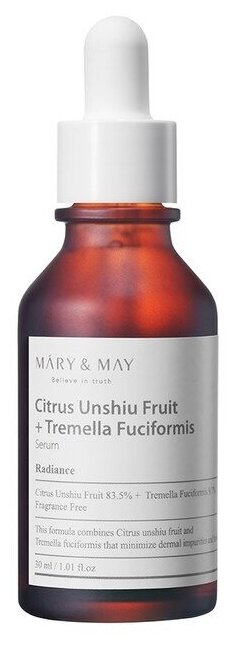 Сыворотка с экстрактом цитруса и ледяного гриба | Mary&May Citrus Unshiu Fruit + Tremella Fuciformis Serum 30ml