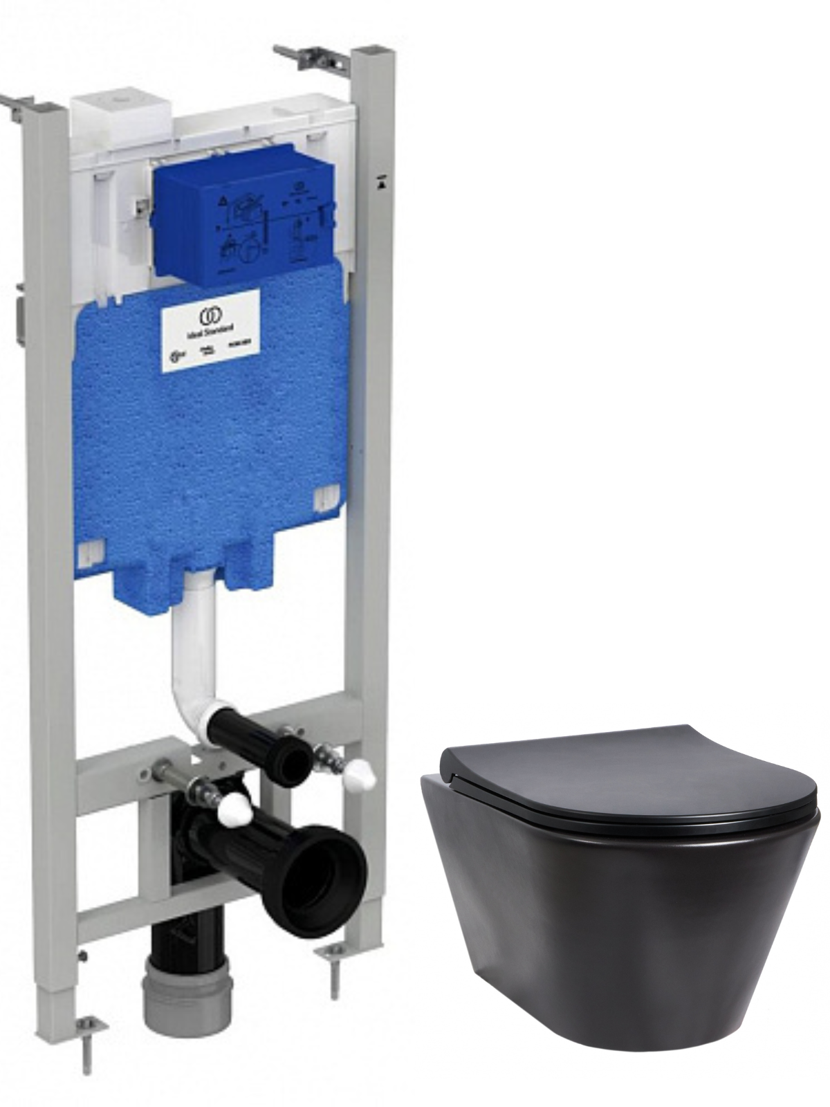 Комплект Инсталляция для унитаза Ideal Standard ProSys Eco Frame 2.0 +Подвесной унитаз Creto Logan 1003-002-L3BlMat