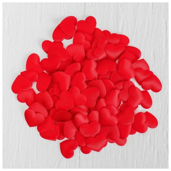 Сердечки декоративные, набор 100 шт, 2 см, цвет красный