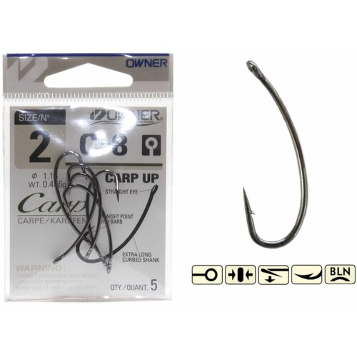 крючок рыболовный owner carp flyliner c 1 2 bc уп 4шт 53261 2 Крючок рыболовный OWNER CARP UP C-8 №4 BC (уп.6шт)