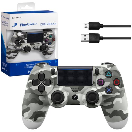 Геймпад/Джойстик/Контроллер беспроводной для консоли/приставки PS4 серый камуфляж беспроводной джойстик геймпад wireless controller для ps4 ps4 pro ps4 slim v2 фиолетовый