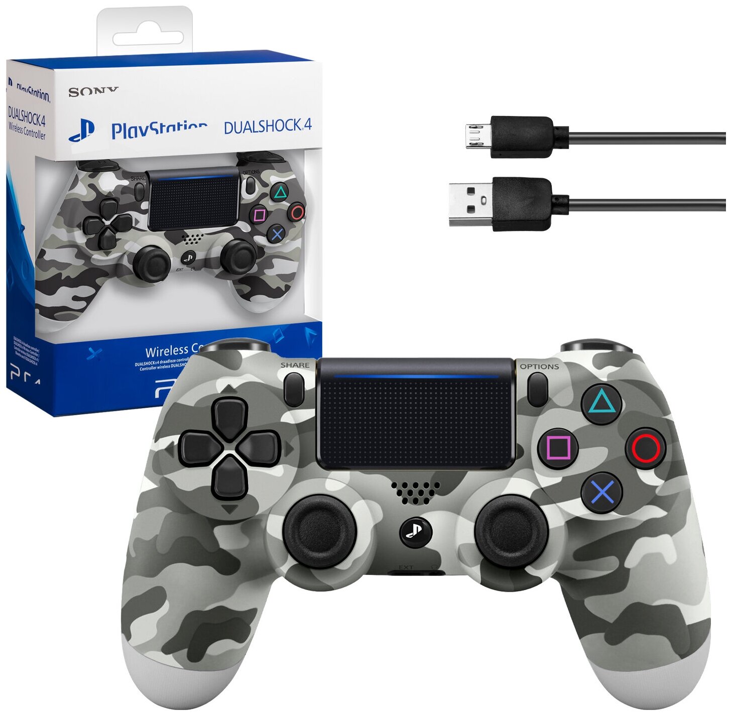 Джойстик для PS4 беспроводной беспроводной хаки серый
