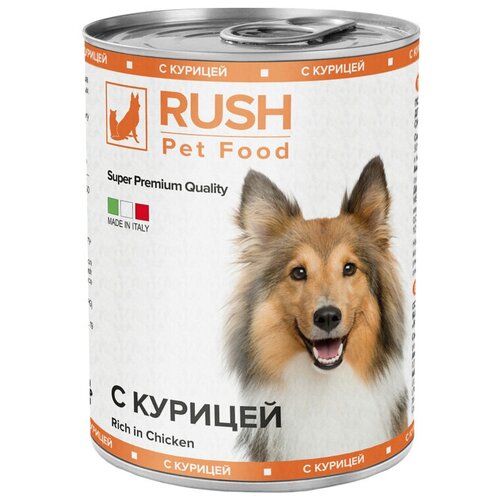 ​Влажный корм для собак всех пород Rush Pet Food, с курицей 12 шт. х 400 г