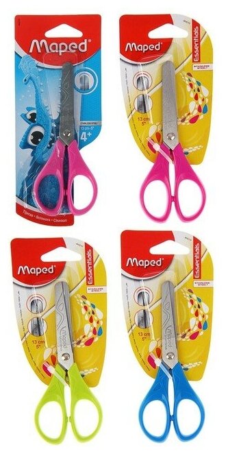 Maped Ножницы детские, 13 см, Essentials, симметричные, блистер, микс