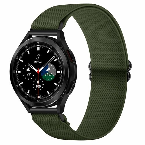 Нейлоновый эластичный ремешок 20 мм для Samsung Galaxy Watch4 Classic - 42, 46мм / 4 - 40, 44мм / 3 - 41мм / Active2 40, 44мм / Active - хаки 20mm silicone strap for galaxy watch4 40 44mm 4 classic 46 42mm strap samsung galaxy watch 3 active 2 smartwatch wristband