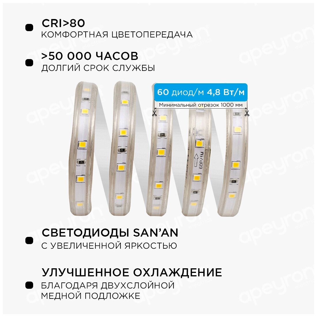 Светодиодная лента белая холодная 5 метров 220 В led диодная подсветка освещение