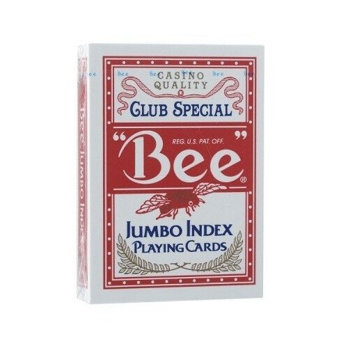 Игральные карты Bee №77 Jumbo Index (рубашка без пчёл, красные), красные