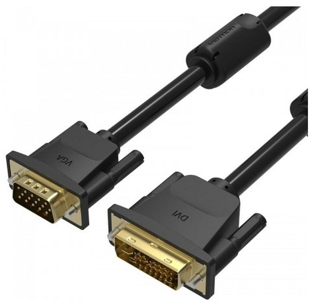 Кабель Vention для компьютера монитора проектора с разъемами DVI-I Dual link 24+5M/VGA 15M с ферритовым фильтром