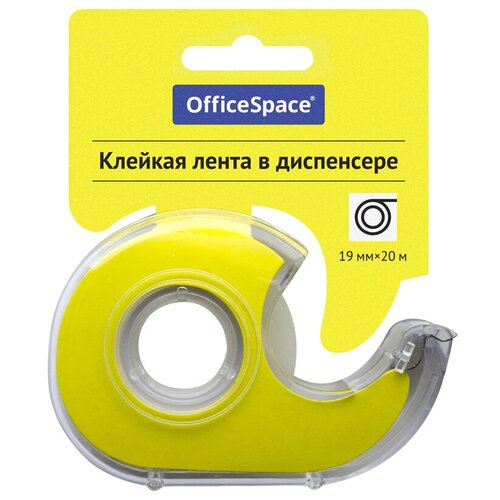декоративная лента мишки 0 5 мм x 3 м в пластиковом диспенсере в блистерной упаковке OfficeSpace Клейкая лента 19мм*20м, OfficeSpace, прозрачная, в пластиковом диспенсере, европодвес, 9 шт.