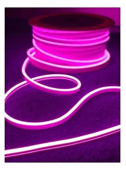 Гибкий неон / Неоновая лента светодиодная 5 метров / Неоновая подсветка декоративная 12/220В / светло розовая